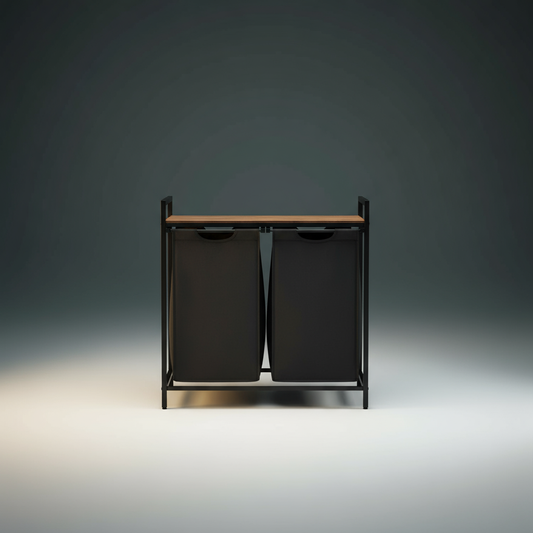 Wäschekorb mit 2 Fächern und Ablage