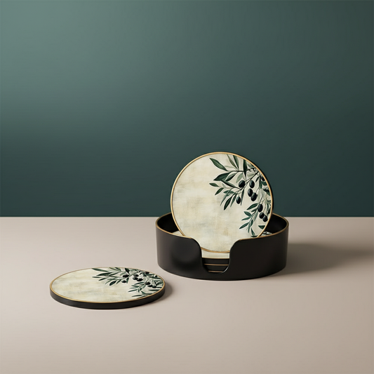 Untersetzer-Set mit Olivenzweig-Motiv
